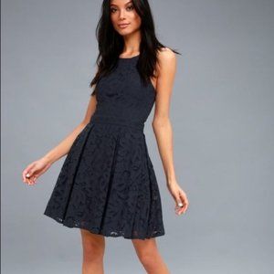 lulus Daisy Date navy Lace Skater Dress sz medium